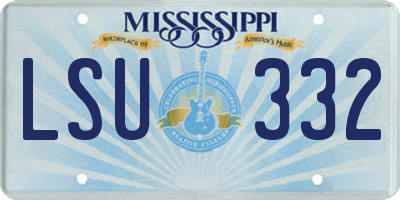 MS license plate LSU332