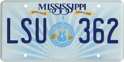 MS license plate LSU362