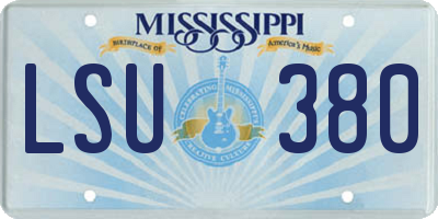MS license plate LSU380