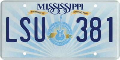 MS license plate LSU381