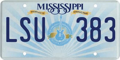 MS license plate LSU383