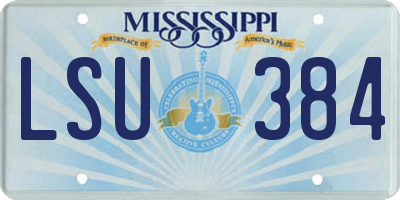 MS license plate LSU384
