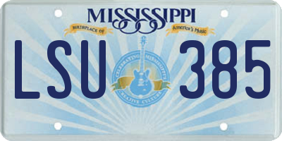 MS license plate LSU385