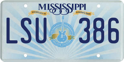 MS license plate LSU386