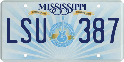 MS license plate LSU387