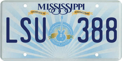 MS license plate LSU388