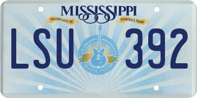 MS license plate LSU392