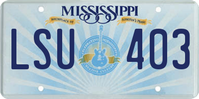 MS license plate LSU403