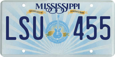 MS license plate LSU455