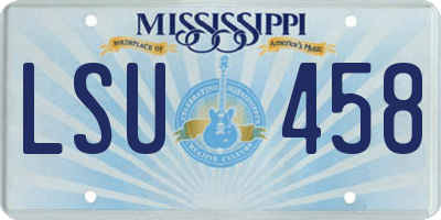 MS license plate LSU458