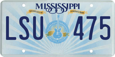 MS license plate LSU475