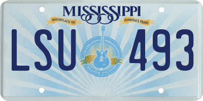 MS license plate LSU493