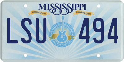 MS license plate LSU494