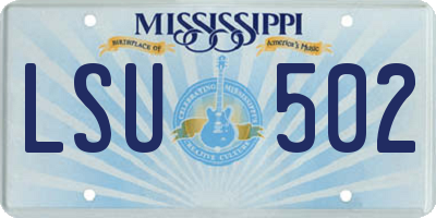 MS license plate LSU502