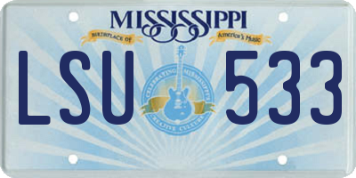 MS license plate LSU533
