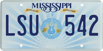 MS license plate LSU542