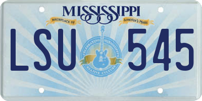 MS license plate LSU545