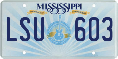 MS license plate LSU603