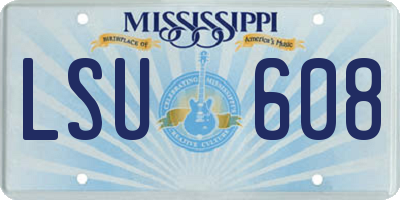 MS license plate LSU608