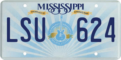 MS license plate LSU624