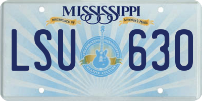 MS license plate LSU630