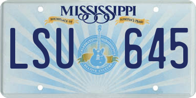 MS license plate LSU645