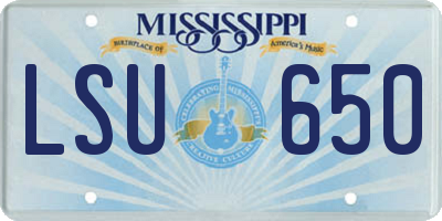 MS license plate LSU650