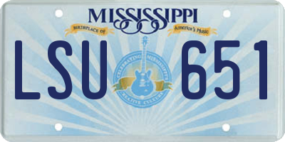 MS license plate LSU651