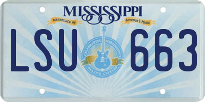 MS license plate LSU663