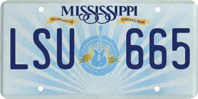 MS license plate LSU665