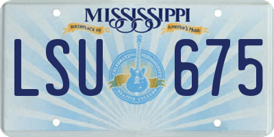 MS license plate LSU675