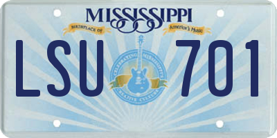 MS license plate LSU701