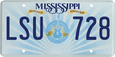 MS license plate LSU728