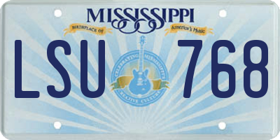MS license plate LSU768