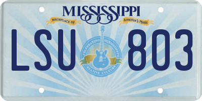 MS license plate LSU803