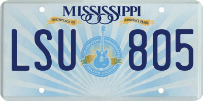 MS license plate LSU805