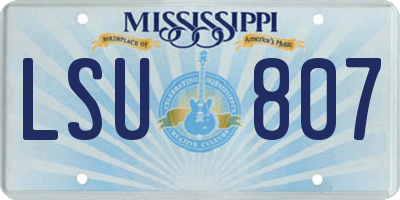 MS license plate LSU807
