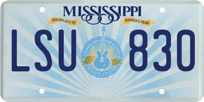 MS license plate LSU830