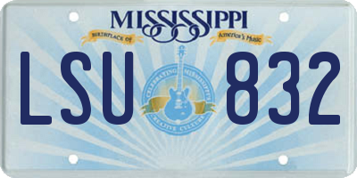 MS license plate LSU832