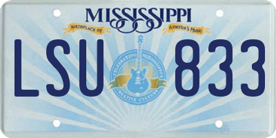 MS license plate LSU833