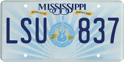 MS license plate LSU837