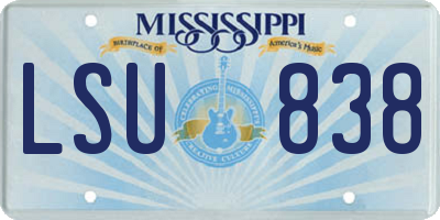 MS license plate LSU838