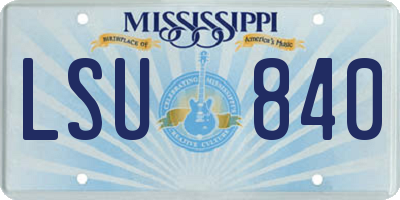 MS license plate LSU840