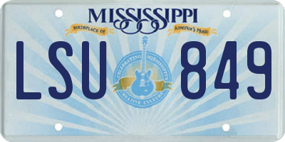 MS license plate LSU849