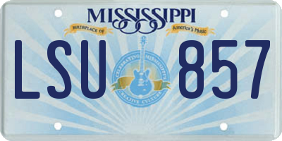 MS license plate LSU857