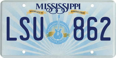 MS license plate LSU862