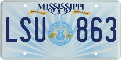 MS license plate LSU863
