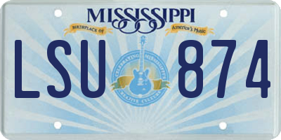 MS license plate LSU874