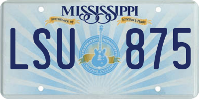 MS license plate LSU875