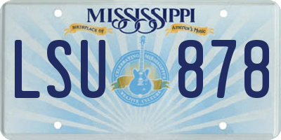 MS license plate LSU878